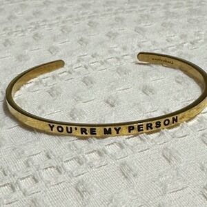 MantraBand You're My Person Stainless Gold Cuff Bracelet Inspirational Quote